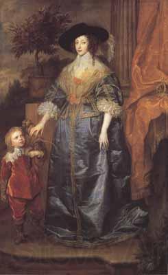 Anthony Van Dyck Portrait of queen henrietta maria with sir jeffrey hudson (mk03) Spain oil painting art